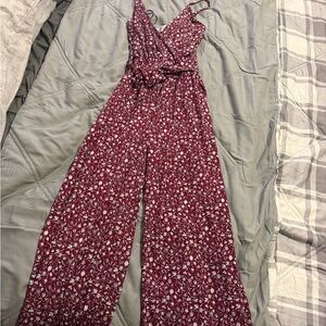 Kaileigh Burgundy Floral Jumpsuit